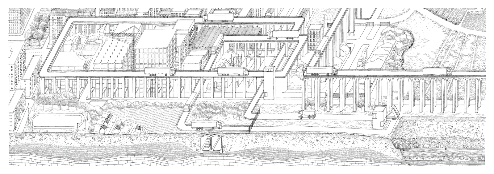 Dessin au micron du cycle des déchets perpétuels